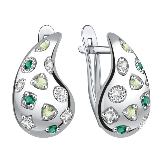 Серьги из серебра с фианитами