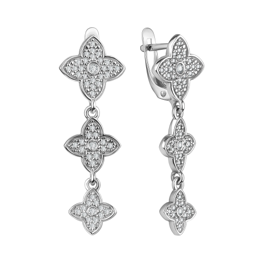 Серьги из серебра с фианитами