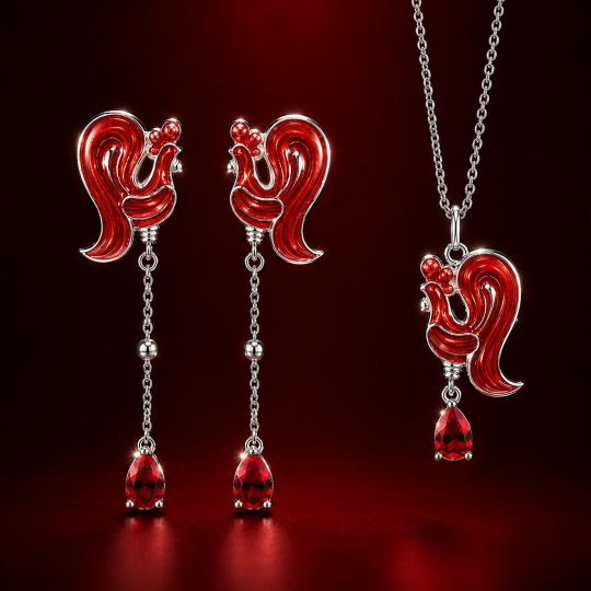 Серьги из серебра с эмалью и фианитами