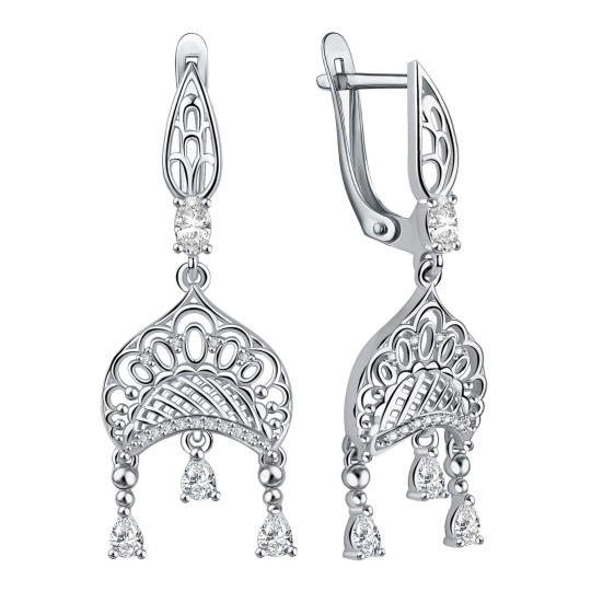 Серьги из серебра с фианитами