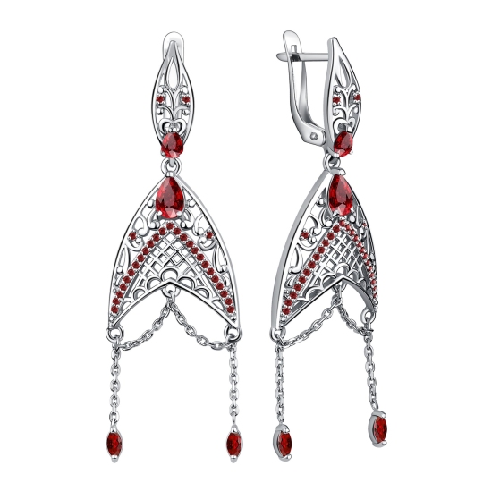 Серьги из серебра с фианитами