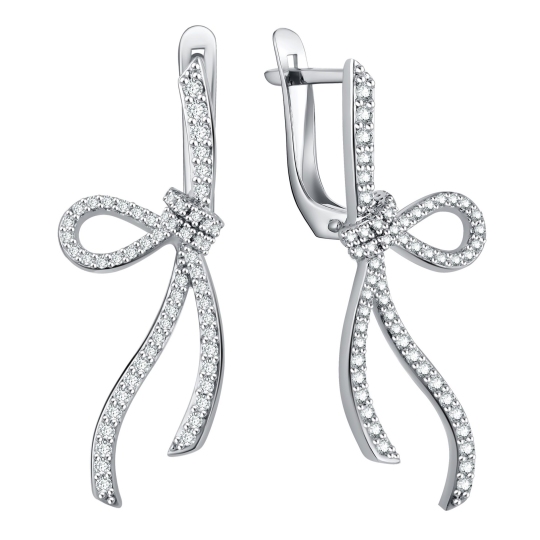 Серьги из серебра с фианитами