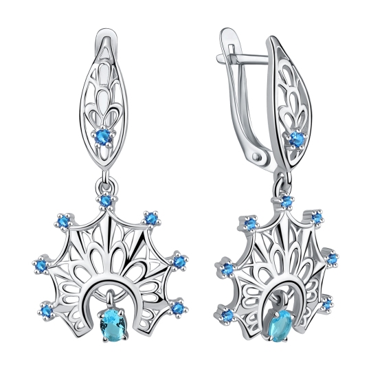 Серьги из серебра с фианитами