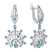 Серьги из серебра с фианитами