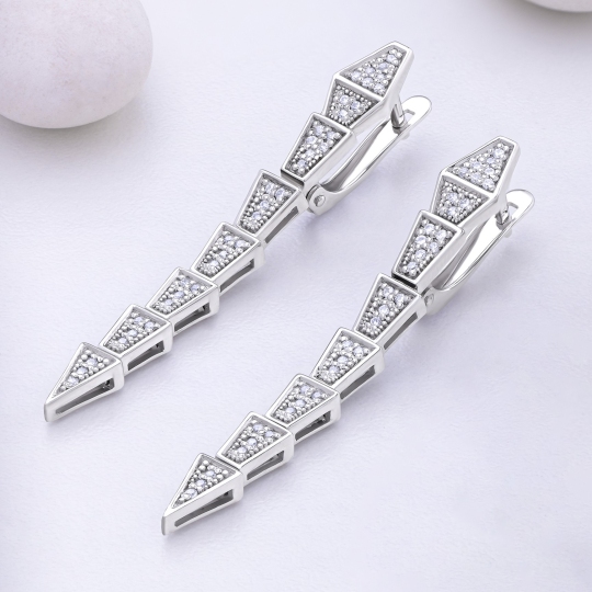 Серьги из серебра с фианитами