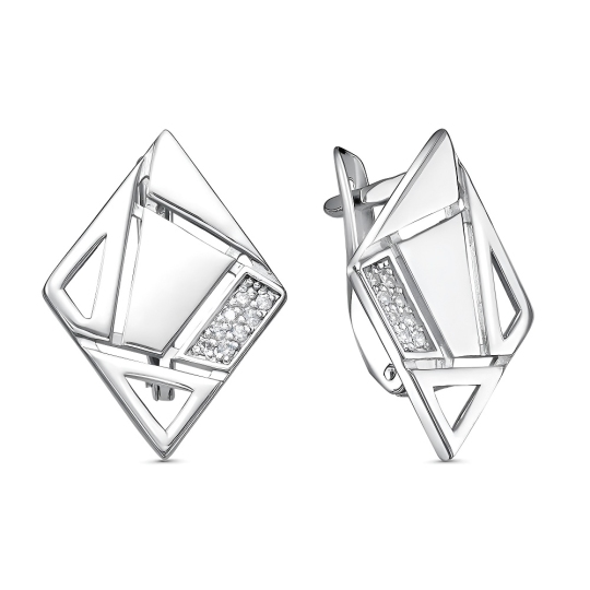 Серьги из серебра с фианитами