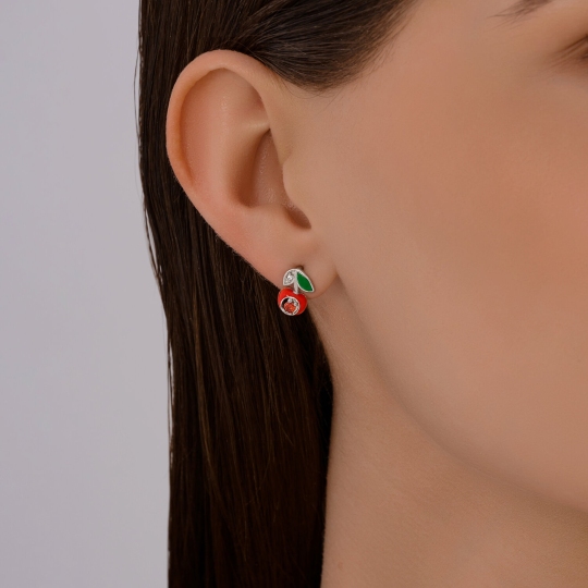 Серьги из серебра с эмалью и фианитами