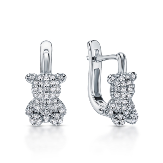 Серьги из серебра с фианитами