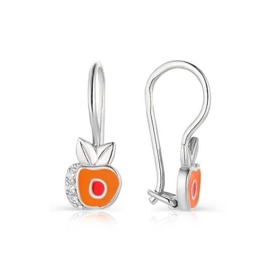 Серьги из серебра с эмалью и фианитами