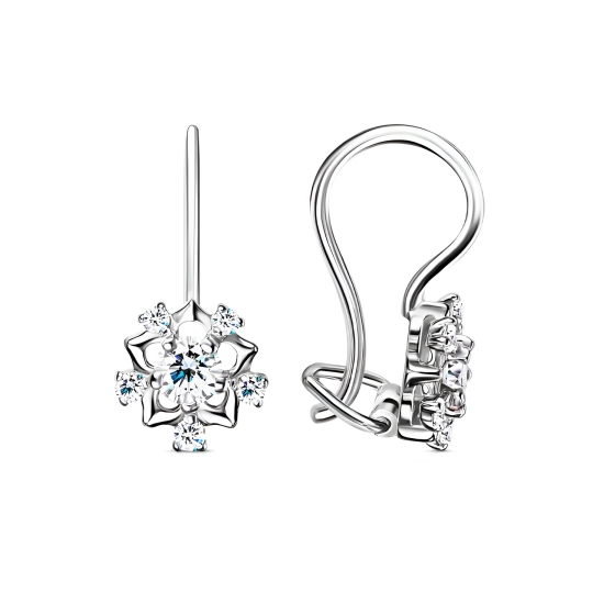 Серьги из серебра с фианитами