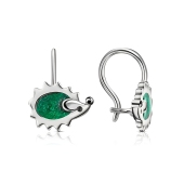 Серьги из серебра с эмалью и фианитами