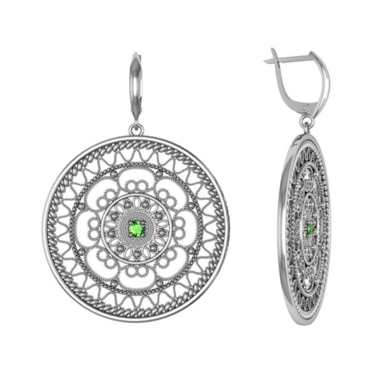 Серьги из серебра с фианитами