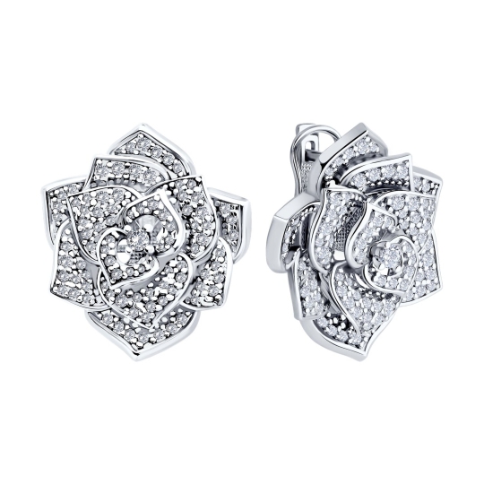 Серьги из серебра с фианитами