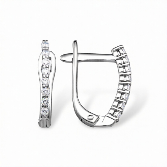 Серьги из серебра с фианитами