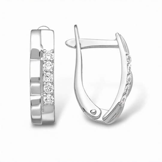 Серьги из серебра с фианитами
