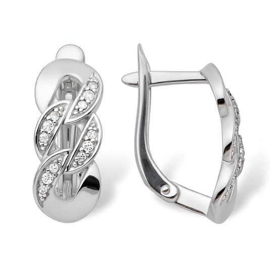 Серьги из серебра с фианитами