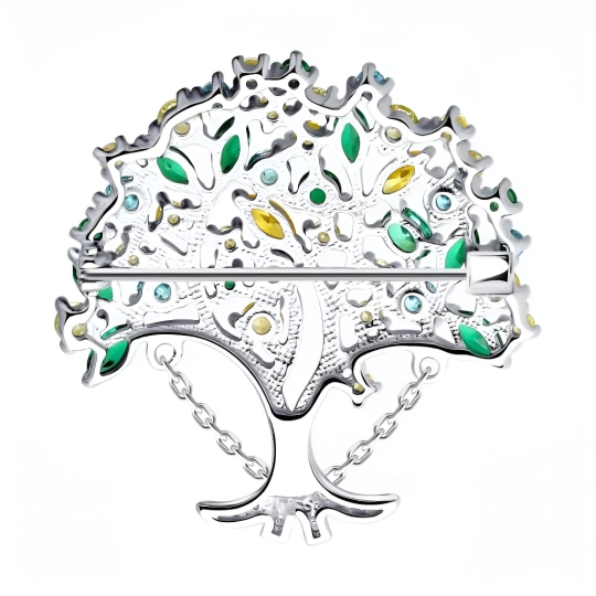 Брошь из серебра с фианитами