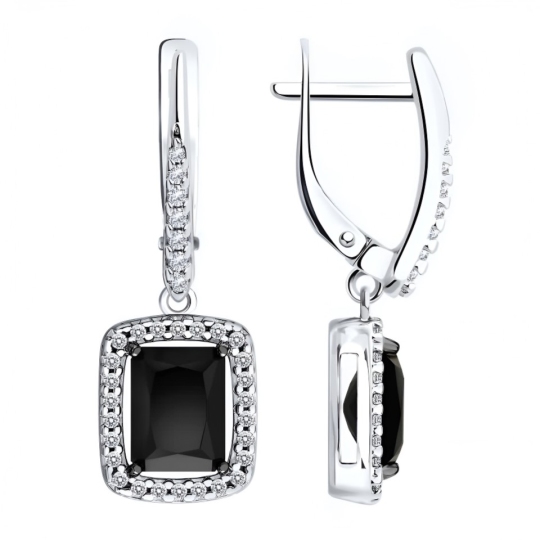 Серьги из серебра с агатами и фианитами