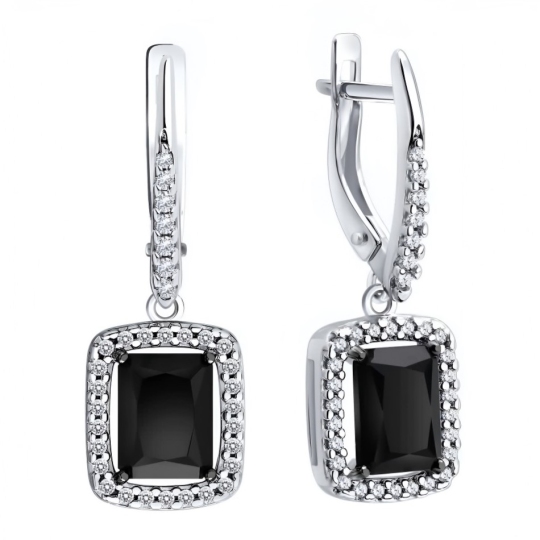 Серьги из серебра с агатами и фианитами