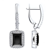 Серьги из серебра с агатами и фианитами