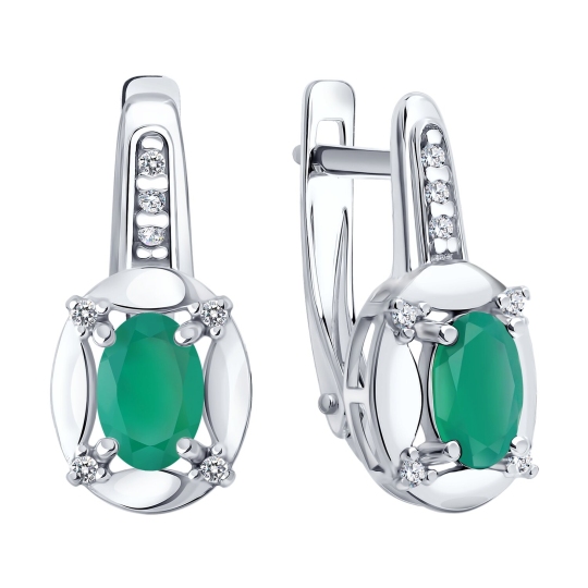 Серьги из серебра с агатами и фианитами