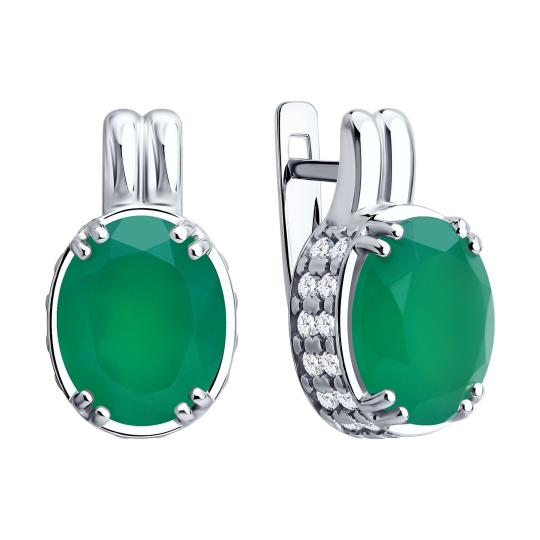 Серьги из серебра с агатами и фианитами
