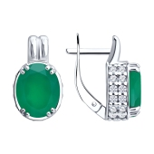 Серьги из серебра с агатами и фианитами