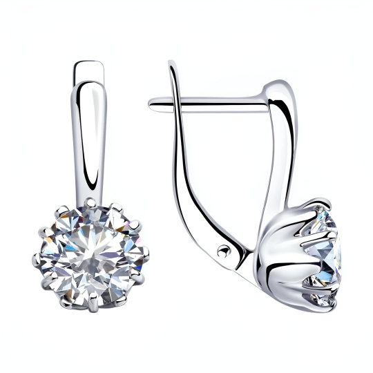 Серьги из серебра с фианитами