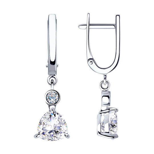 Серьги из серебра с фианитами