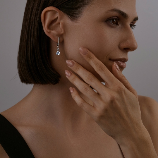 Серьги из серебра с фианитами