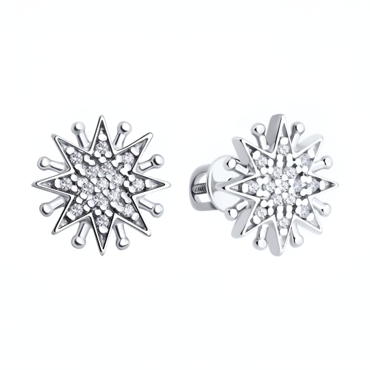 Серьги из серебра с фианитами