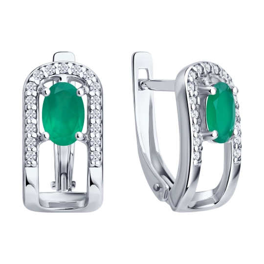 Серьги из серебра с агатами и фианитами