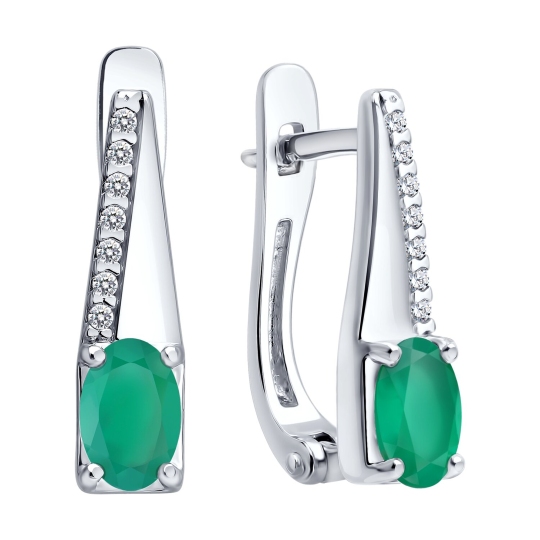 Серьги из серебра с агатами и фианитами