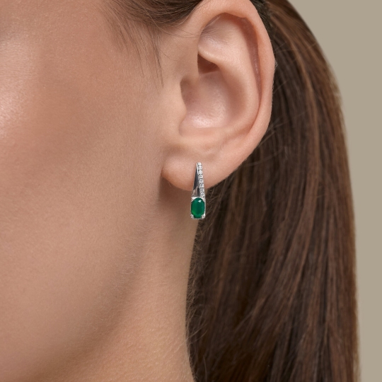 Серьги из серебра с агатами и фианитами