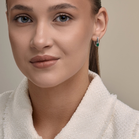 Серьги из серебра с агатами и фианитами