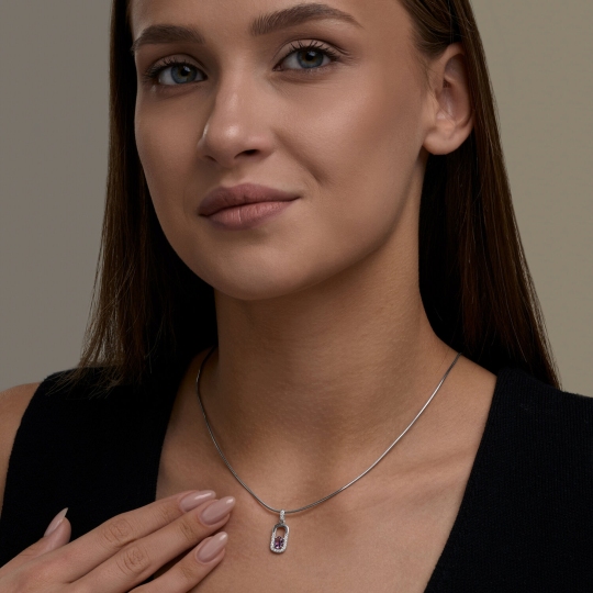 Подвеска из серебра с аметистом и фианитами
