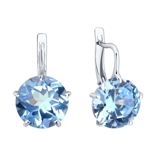 Серьги из серебра с фианитами
