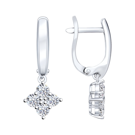 Серьги из серебра с фианитами