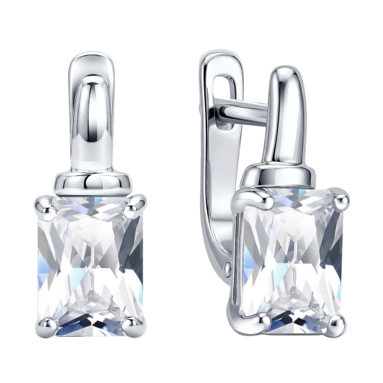 Серьги из серебра с фианитами