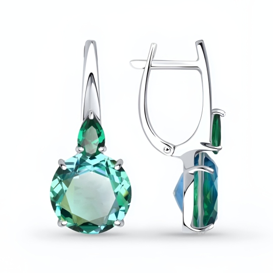 Серьги из серебра с ювелирными кристаллами и фианитами