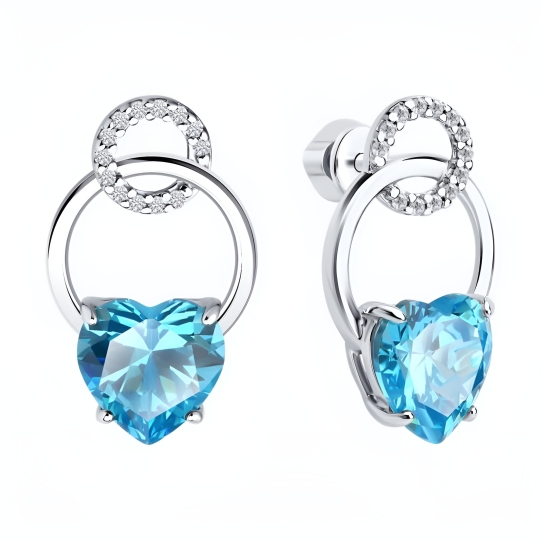 Серьги из серебра с фианитами