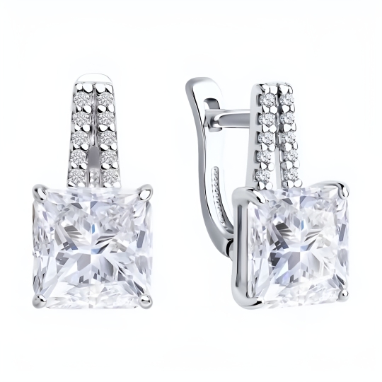 Серьги из серебра с фианитами