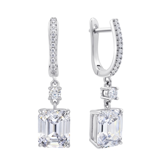 Серьги из серебра с фианитами