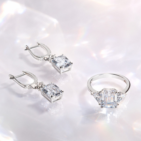 Серьги из серебра с фианитами