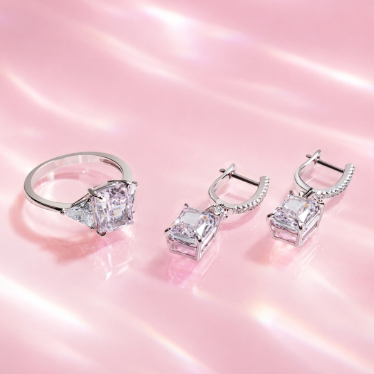 Серьги из серебра с фианитами
