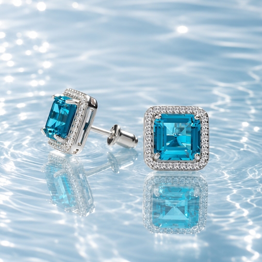 Серьги из серебра с фианитами