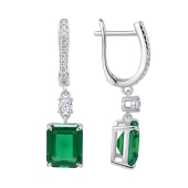 Серьги из серебра с ювелирными кристаллами и фианитами