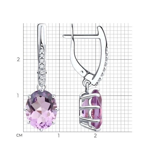 Серьги из серебра с аметистами и фианитами