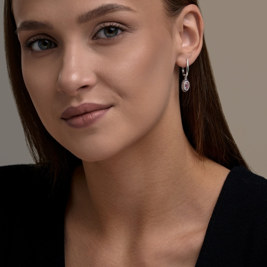Серьги из серебра с аметистами и фианитами