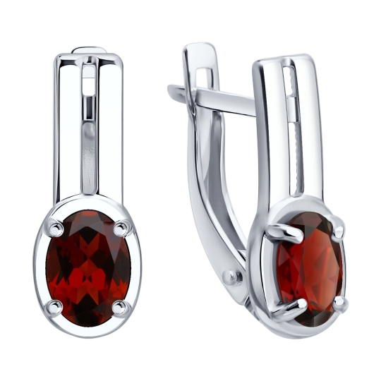 Серьги из серебра с гранатами